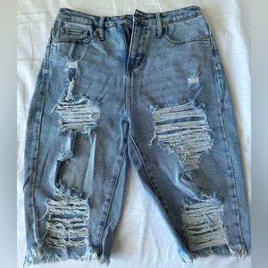Above the knee Distressed Denim Shorts